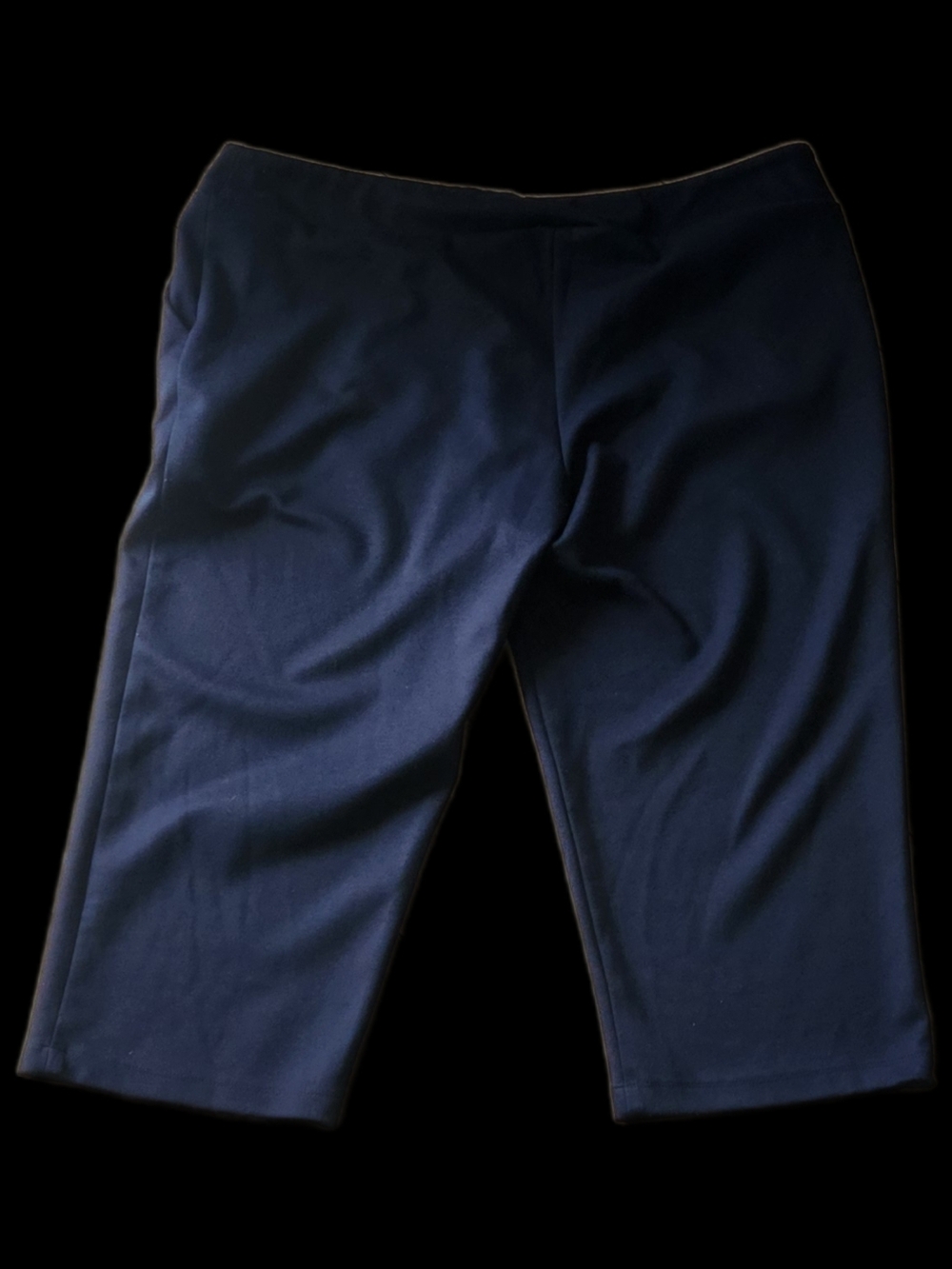 #C132 Navy Knee-Length Stretch Ponte Capri Pants